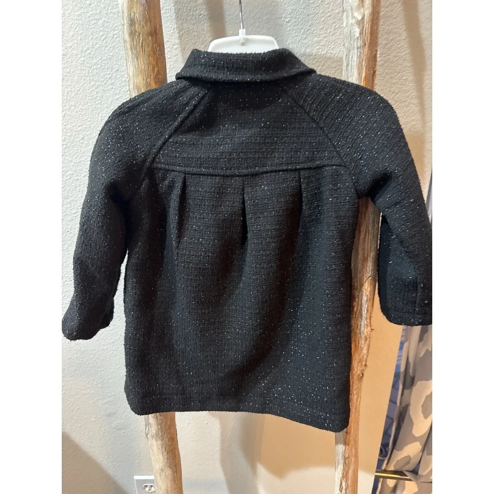GYMBOREE PARTY PLAID BLACK SPARKLE DRESSY COAT‎ JACKET Size 2T/3T